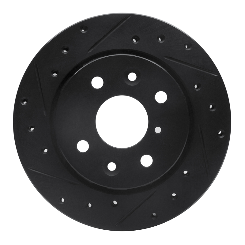 Kia Sephia Brake Rotor (1) - Front Left - R1 Concepts - Drilled & Slotted - Black - `94-`00